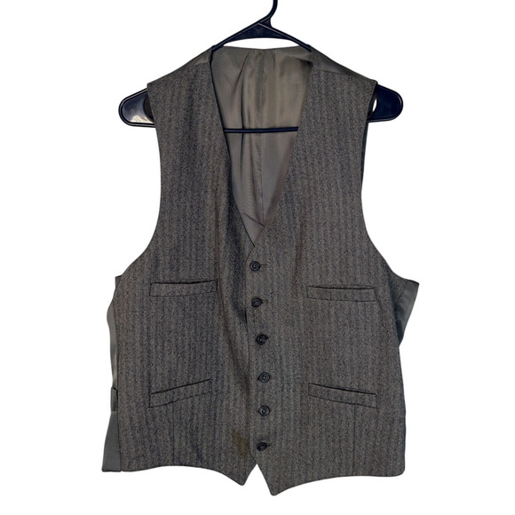 Nordstrom Mens 44R Pinstripe Wool 3 Piece Suit Jacket 40x31 Pants Vest Gray EUC! - Picture 10 of 15